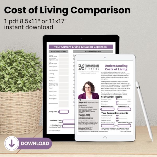 Edmonton55 Cost of Living Comparison Worksheet